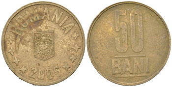 Румыния 50 бань (бани) 2006 KM 192 никель латунь 4616-1022