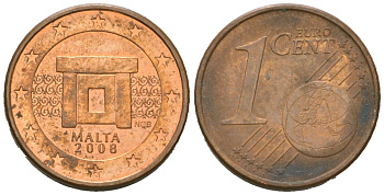 Мальта 1 евроцент 2008 F KM 125 сталь плакированная медью 4136-617