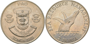 Тонга 2 паанга 1979 ФАО - Управление морскими ресурсами KM 61 медно-никель UNC 4113-921
