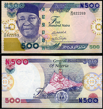 Нигерия 500 найра 2005 Ннамди Азикиве, нефтяная платформа Pick 30 e  бумага  UNC (пресс) 7204-41-3-2