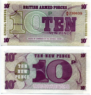 Англия 10 пенсов 1972 для армии, шестой выпуск Pick М45 бумага UNC (пресс) 7204-39-2-2