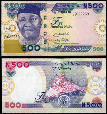 Нигерия 500 найра 2005 Ннамди Азикиве, нефтяная платформа Pick 30 e  бумага  UNC (пресс) 7204-41-3-2