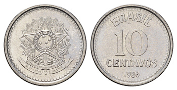 Бразилия 10 сентаво 1986 KM 602 нержавеющая сталь UNC 4160-662
