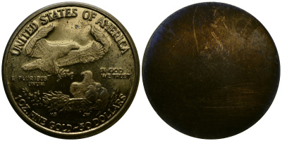 США 50 долларов 1986 односторонний оттиск латунь UNC 1527-1231