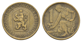 Чехословакия 1 крона 1966 Женщина сажает липовое дерево KM 50 алюминиевая бронза 4673-927