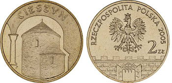 Польша 2 злотых 2005 MW, серия польские города, Цешин (Cieszyn) KM 753, Parchimowicz 962 латунь UNC 603-1011