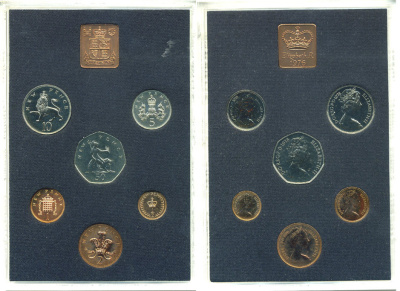 Великобритания официальный набор из 6 монет + жетон монетного двора 1976 в оригинальной пластиковой упаковке KM PS 32   PROOF  3-6-2-10