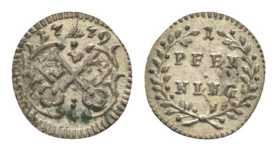 Регенсбург 1 пфенниг 1779 KM 408 серебро UNC 1529-713