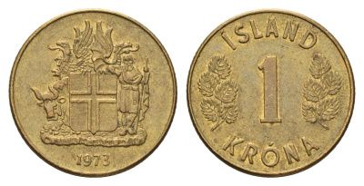 Исландия 1 крона 1973 KM 12a никель латунь aUNC 4691-514