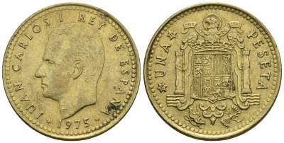Испания 1 песета 1975 (78) Хуан Карлос I (1975-2014) KM 806 алюминиевая бронза 85-713