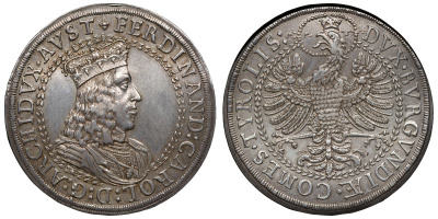 Австрия, Священная Римская империя 2 талера 1654 Эрцгерцог Фердинанд Карл (1632-1662) Dav. 3365 серебро 10-002-60