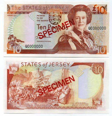Джерси 5, 10, 20 и 50 фунтов 2000 Елизавета II (1952-2022), образец, SPECIMEN Pick 27s, 28s, 29s, 30s бумага UNC (пресс) 451-20-1