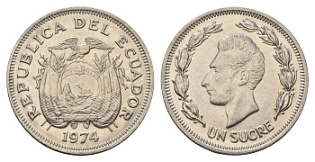 Эквадор 1 сукре 1974 Антонио Хосе Сукре KM 83 сталь плакированная никелем 4698-613