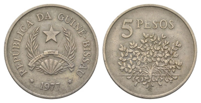 Гвинея-Бисау 5 песо 1977 KM 20 медно-никель 4626-535