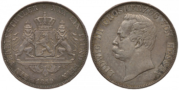 Гессен-Дармштадт 1 талер 1859 Людвиг III (1848-1877) КМ 338 серебро 00-809-36