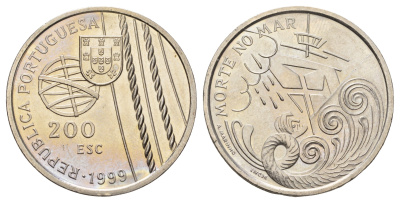 Португалия 200 эскудо 1999 Смерть в море KM 716 медно-никель UNC 1101-3-34