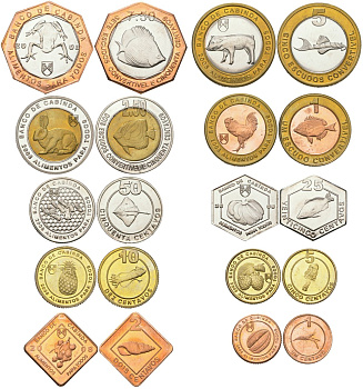 Кабинда, Ангола набор из 10 монет (1, 2, 5, 10, 25 и 50 авос, 1, 2,5, 5 и 7,5 эскудо) 2008 рыбы X 14, 15, 16, 17, 18, 19, 20, 21, 22 и 23 сталь плакированная никелем, сталь плакированная латунью, никель, биметалл PROOF 00-00