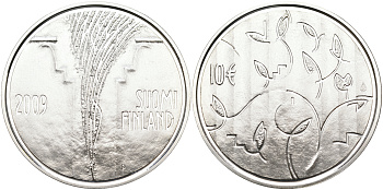 Финляндия 10 евро 2009 200 лет со дня основания сословного собрания. Боргоский сейм KM 173 серебро  PROOF 11-114-41