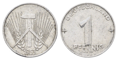 ГДР 1 пфенниг 1953 A KM 5 алюминий 4697-563
