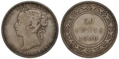 Ньюфаундленд 50 центов 1900 Виктория (1837-1901) KM 6 серебро    4044-1324
