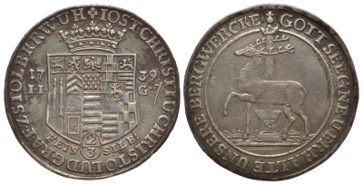Штольберг-Штольберг 2/3 талера 1739 IIG KM 13 серебро 00-815-64