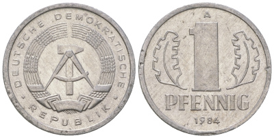 ГДР 1 пфенниг 1984 А KM 8.2 алюминий 4651-115