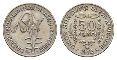 Западная Африка (ВСЕАО) 50 франков 1972 KM 6 медно-никель 4663-821