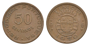 Португальский Тимор 50 сентаво 1970 KM 18 бронза 4630-1145