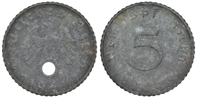 Германия 5 пфеннигов 1941 A KM 100, J. 370 цинк 4119-822