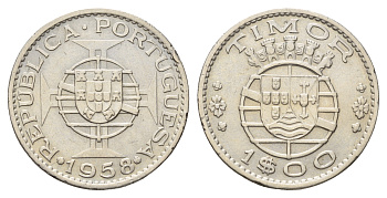 Португальский Тимор 1 эскудо 1958 год-тип KM 13 медь цинк никель 4671-756