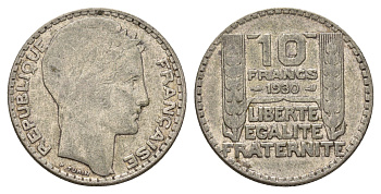 Франция 10 франков 1930 KM 878 серебро 93-341