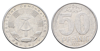 ГДР 50 пфеннигов 1971 A KM 12.2 алюминий 4605-353