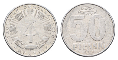 ГДР 50 пфеннигов 1971 A KM 12.2 алюминий 4605-353