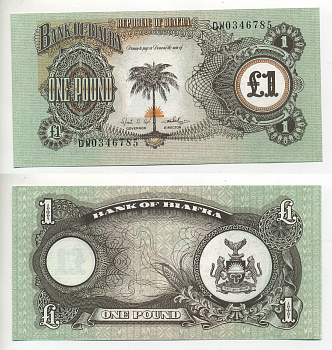 БИАФРА 1 ФУНТ 1968-1969 Pick 5а бумага UNC (ПРЕСС) 7548-13-1-1