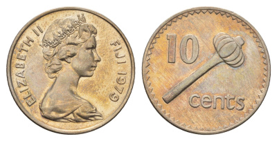 Фиджи 10 центов 1979 Елизавета II (1952-2022), булава KM 30 медно-никель aUNC 4698-1132