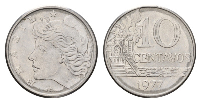 Бразилия 10 сентаво 1977 KM 578.1a нержавеющая сталь UNC 4563-713
