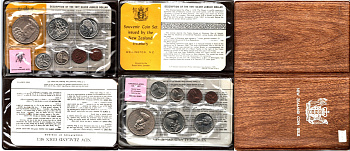 Новая Зеландия годовой набор из 7 монет (1, 2, 5, 10, 20 и 50 центов; 1 долллар) 1977 в оригинальной упаковке, 25 лет правления Королевы Елизаветы II и День Вайтанги KM MS23 (31, 32, 34, 36, 37, 41 и 46) BU 8-2-05-45