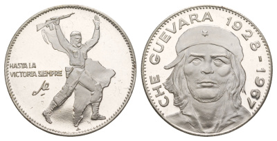 Италия медаль "Эрнесто Че Гевара" ND (1965-1970) Герб СССР, диаметр 35 мм, вес 14,1 гр сталь плакированная серебром PROOF 4653-616