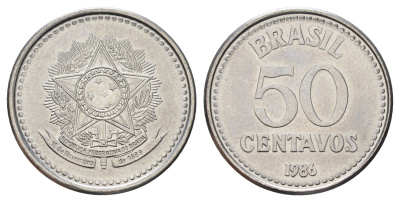 Бразилия 50 сентаво 1986 KM 604 нержавеющая сталь UNC 4174-967
