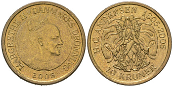 Дания 10 крон 2006 Сказка - Тень KM 903 алюминиевая бронза UNC 34-641