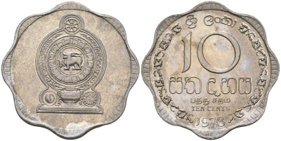 Шри-Ланка 10 центов 1978 KM 140a алюминий 4135-1245
