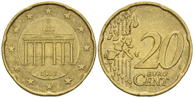 Германия 20 евроцентов 2002 KM 211 нордик 4146-1056
