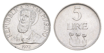 Сан-Марино 5 лир 1972 KM 16 алюминий UNC 4647-158