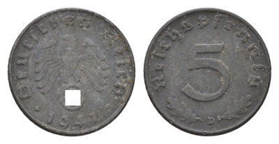 Германия 5 рейхспфеннигов 1941 D KM 100, J. 370 цинк 4701-1214