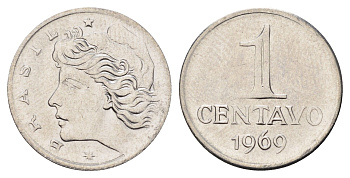 Бразилия 1 сентаво 1969 KM 575.2 нержавеющая сталь UNC 4682-437