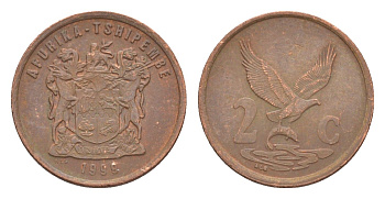 ЮАР 2 цента 1999 KM 159 сталь плакированная медью 4621-235