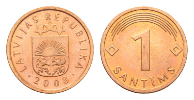 Латвия 1 сантим 2008 KM 15 сталь плакированная медью UNC 4689-912