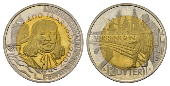 Нидерланды 2 рюйтер 2007 400 лет со дня рождения Михил де Рёйтер (адмирал, командовавший нидерландским флотом в Англо-голландских войнах XVII века) биметалл UNC 4572-514