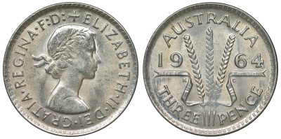 Австралия 3 пенса 1964 Елизавета II (1952-2022) KM 57 серебро 71-967