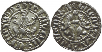 Киликийская Армения трам 1198-1219 Левон I 2,96 гр good very fine Nerc. 289 серебро 1073-1-2-2
